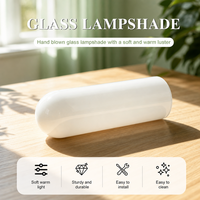 Abat-jour de remplacement en verre sodocalcique soufflé à la main, givré et cylindrique, pour suspension simple ou éclairage de plafond d'îlot de cuisine