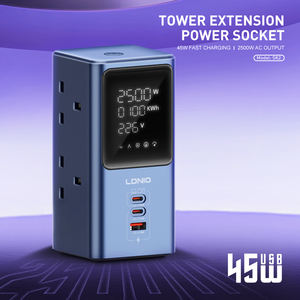 Tira de alimentación USB LDNIO SK2 Cable de extensión de Torre del Reino Unido 4 vías 10A 3 puertos USB Cable de extensión 2500W Enchufe de extensión Protección contra sobretensiones - Product Image 2