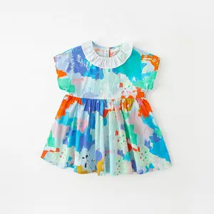 Toddler and kids wear girls cotton Woven weaving kids girls print skirt summer Sleeveless kids dresses for girls