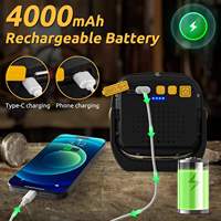Lanterne de camping rechargeable IP65, longue durée de vie de la batterie, lampe de tente LED portable, base magnétique, crochet, utilisation en plein air, randonnée, urgence