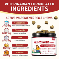Complément alimentaire pour la santé des animaux de compagnie : Friandises à mâcher 9-en-1 pour chiens, formule avancée pour la mobilité articulaire, à base de Glucosamine, Chondroïtine, MSM, Chanvre et Curcuma