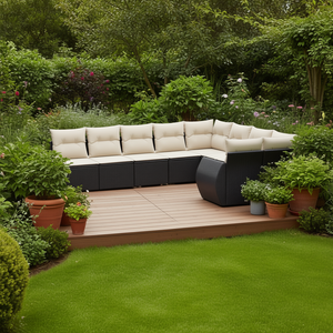 Pe <b>Rattan</b> Garden <b>Sofa</b> Set 6 Seater Adjustable Feet Outdoor Furniture Contemporary Style - Product Image 3