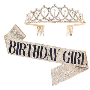 Serre-tête de princesse en or rose incrusté de diamants, style européen et américain, pour anniversaire, fête et cérémonie – Grande Vente - Product Image 1