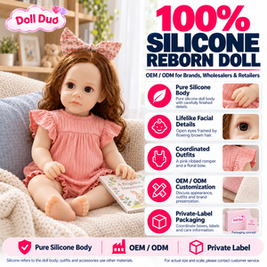 Doll Duo Custom 18 inch Full Body Silicone Reborn <b>Baby</b> Doll Pink Ribbed Floral Headband Personalized <b>Christmas</b> Gift for Kids - Product Image 1