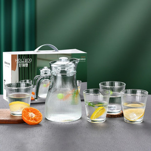 Ensemble de bouteilles d'eau froide en verre pour la maison, grande capacité, transparentes, et ensemble de théière 5 pièces - Product Image 1