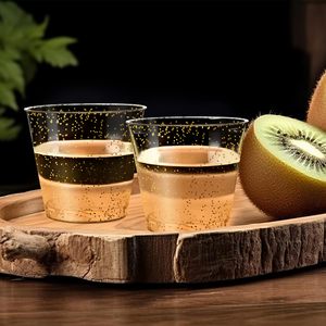 Platillos de plástico desechables ecológicos de 9oz con purpurina dorada, diseño personalizable para bodas elegantes, fiestas, té, eventos de Navidad - Product Image 6