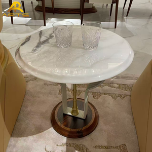 Mesa Esquinera de Mármol Premium Original para Dormitorio, Madera de Caoba con Juego de Mesa de Centro Redonda para Muebles de Sala de Estar - Product Image 1