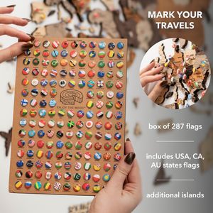 Grande carte du monde en bois 3D à suspendre avec épingles – Décoration murale de voyage – Idée cadeau de pendaison de crémaillère - Product Image 4