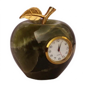 High Quality Handmade Superb Onyx Marble Table <b>Clock</b> Army Green Apple Design Eco-Friendly Folk Art Office Home Natural Crafts - Product Image 1