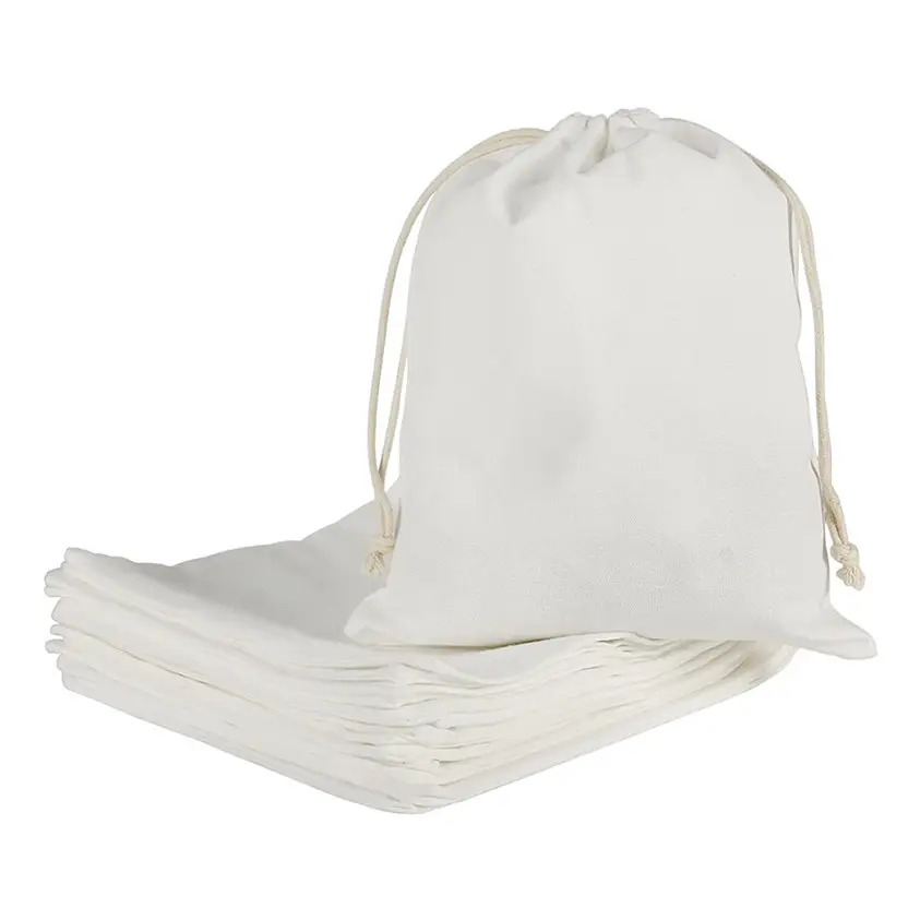 Cotton Muslin Bags 100% Organic Cotton Drawstring Bag Fabric Gift Premium Quality Reusable Eco-Friendly Natural Muslin Bags