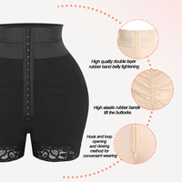Shapewear en plastique avec dentelle Culotte amincissante Body Shaper Buttoned Tummy Control Butt Lifting Mid Length Shorts