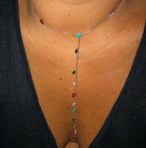 Rose Gold Plated Turkish Jewelry Cute Lovely Tiny Enamel Evil Eye Charm LONG <strong>Y</strong> Lariat <strong>Necklace</strong> - Product Image 3