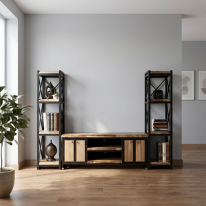 Bibliothèque rustique en bois avec plus de 10 étagères, meuble de rangement autoportant pour salon - Product Image 2
