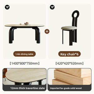 Table à manger moderne de style français, mobilier de maison, nouveau modèle assemblé, marque significative, 4 places, en bambou, rectangulaire, pour petit appartement - Product Image 6