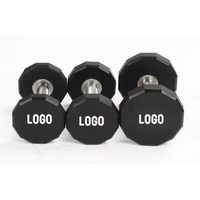 Solution d'équipement de musculation haut de gamme avec logo personnalisé, haltères à 12 pans noirs, ensemble d'haltères de gym pour centres de fitness