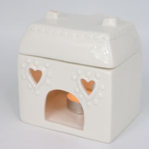 Commandes en gros et personnalisation disponibles Charmant <span class=keywords><strong>porte</strong></span>-bougie en céramique blanche creuse en forme de maison de Noël - Product Image 5