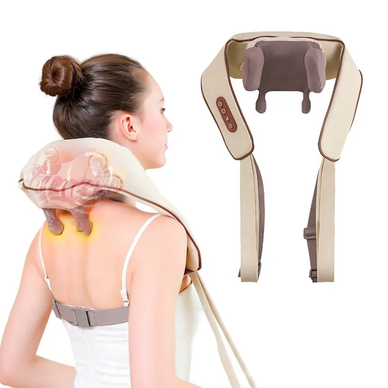 Massage de pétrissage rechargeable USB-C compresse chaude masseur de cou d'épaule de dos de Shiatsu pour le soulagement de la douleur
