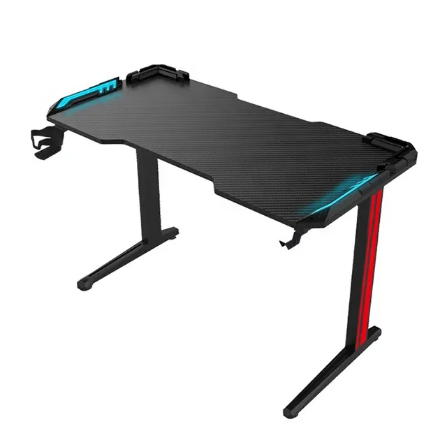 Adjustable computer desk gaming table with led light