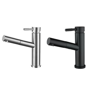 Kaiping Stainless Steel Single Handle Pull Out <b>Spray</b> Basin Faucet Deck <b>Mounted</b> Ceramic Valve Minimalist Style YQ70028P - Product Image 3