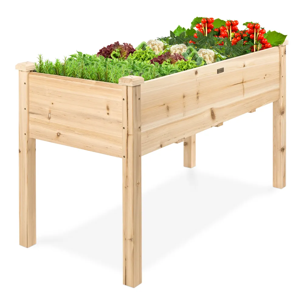 Elevated Raised Wood Planter Garden Bed Box Stand for Outdoor