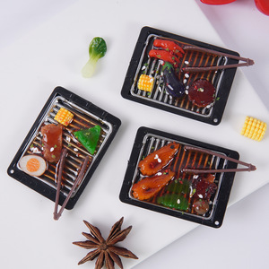 Miniature <b>BBQ</b> grill plate pendant, grilled lobster, grilled squid, small food toy, <b>BBQ</b> keychain ornament - Product Image 1