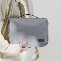 Sac de voyage pour maquillage avec logo personnalisé, imperméable, organiseur de toilette à 3 compartiments, pochette cosmétique pour la salle de bain et la douche