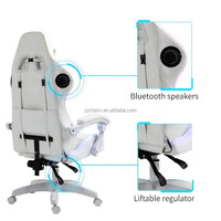 Chaise de jeu PC d'ordinateur en cuir blanc bon marché Silla Gamer Led RGB Chaise de jeu de massage de course avec lumières et