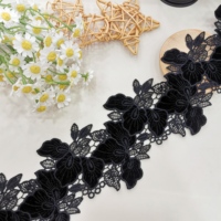 Découpe laser de tissus en velours, dentelle à double couche, garniture en maille pour lingerie, soutien-gorge, robe, robe de soirée, applique brodée 3D.