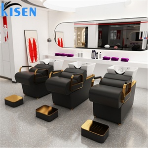 Kisen Hot Selling Color Custom Hair Salon Comfortable Lying Massage Furniture Washing Bed Shampoo <b>Chair</b> With Bowl - Product Image 2