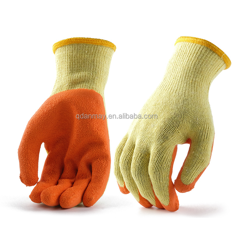 High Quality 10Gauged Cotton Liner Crinkle Latex Coated Gloves Safety Work Labor OEM Gloves