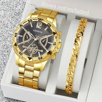 Ensemble de 2 montres pour homme avec bracelet en acier, cadran arabe, montres de business pour homme, ensemble de bijoux, Relogio Masculino