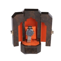 Boîte de montre en bois carrée de luxe élégante faite à la main en MDF avec des caractéristiques uniques