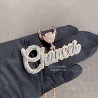 925 Argent VVS Moissanite Deux Tons Couleur Personnalisé Reine Couronne Lettre Pendentif Hip Hop Rappeur Bijoux Moissanite Initiales Pendentif