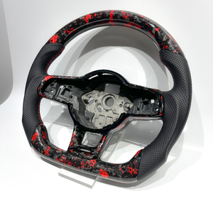 Volant sport en fibre de carbone forgée perforée en cuir <span class=keywords><strong>rouge</strong></span> en forme de D pour Volkswagen MK7 2012-2020 <span class=keywords><strong>Golf</strong></span> <span class=keywords><strong>7</strong></span> GTI GTE <span class=keywords><strong>GTD</strong></span> - Product Image 2