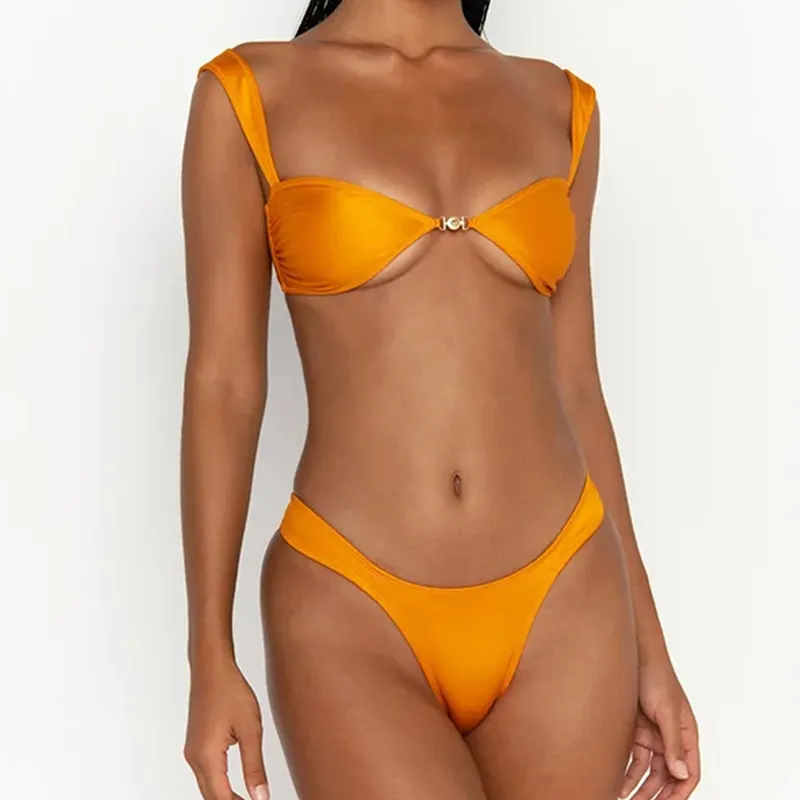 String brésilien pour femmes Maillot de bain solide Maillot de bain Push Up Bikinis Maillot de bain Sexy Micro Bikini Set