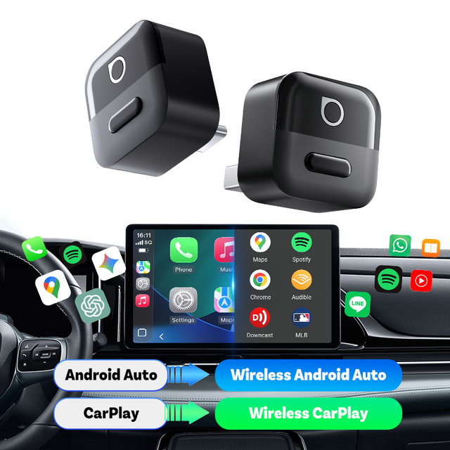 Ottocast 2 1 Carplay Adapter Wireless Android Auto USB Dongle Plug Play Converter Bluetooth 5.4 Dual-Band Wi-Fi Portable