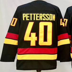 Camisetas de Hockey Cosidas para Hombre 10 Pavel Bure 43 Quinn Hughes 40 Elias Pettersson 16 Trevor Linden 6 Brock Boeser 9 J.T. Miller - Product Image 2