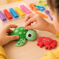 Kit de pâte à modeler 6 couleurs avec moules aléatoires d'animaux marins, outils créatifs, jouet artisanal 5D pour enfants, cadeau, vente en gros