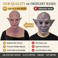 Accessoires de cosplay d'Halloween, masque d'elfe goblin en silicone, masque réaliste pour le visage entier, accessoires de costume effrayants, vente en gros, OEM personnalisé