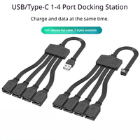Câble Répartiteur USB Type C 1 vers 4 en Gros, 4 Ports USB A Femelle, Plat en Silicone, pour Charge et Données d'Ordinateur Portable et de Téléphone