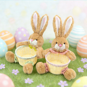 Easter Bunny Basket Plush Toy <b>Small</b> Woven Storage Bucket Cute Rabbit Stuffed Animal Organizer Candy Egg Holder Holiday <b>Gift</b> <b>Box</b> - Product Image 3