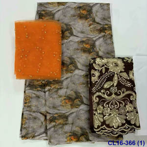 Lisami RTS gasa Suiza algodón suave 2 yardas + 2 yardas bordado neto + 5 yardas impreso somalí sudanés Dirac gabasaar Toub tela de algodón - Product Image 4