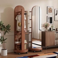 Table de maquillage moderne en bois de chêne massif avec miroir éclairé réglable et rangement pour chambre à coucher, maison, hôtel et appartement