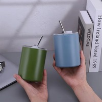 Mug à café Americano portable en acier inoxydable à double paroi isolé sous vide 300 ml, écologique, avec poignée, pour voyage en extérieur, sans BPA