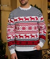 2025 Custom Großhandel Strick Männer Weihnachts pullover Familien muster Jacquard Neujahrs pullover Hässlicher Weihnachts pullover Unisex