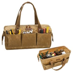 Sac à outils portable en toile cirée robuste pour ranger les outils, les clés, les tournevis, les fournitures et l'équipement - Product Image 1