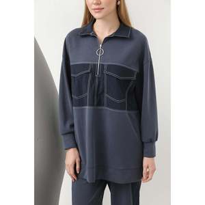Ensemble deux pièces pour femme Loreen, bleu marine indigo, avec détails de couture et poches, tenue décontractée élégante et fonctionnelle pour tous les jours, tailles S-L - Product Image 5