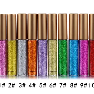 Private Label Makeup 10 Colors Shiny Sequins Glitter Liquid eyeshadow Eyeliner Waterproof and Long-lasting Customizable