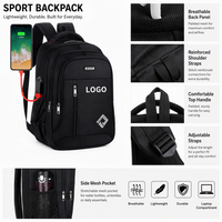 Sac à dos unisexe 2026 en polyester Oxford imperméable de couleur unie avec logo et coussin d'air, idéal pour les voyages d'affaires et les ordinateurs portables