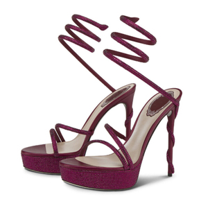 Chaussures pour femmes à plateforme, talons confortables, avec strass argentés et lanières à la cheville, grandes tailles - Product Image 4